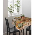 thumbnail image 3 of Thanksgiving Pumpkins Squirrel Square/Round Tablecloths 52x52,Farmhouse Buffalo Bird Leaf Table Cloth Table Cover Indoor/Outdoor Tabletop Decor for Wedding Holiday Party Dinner Baby Shower, 3 of 7