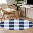 thumbnail image 4 of Navy Blue Plaid Round Area Rug 3.3 FT, Non Slip Small Entryway Kitchen Mat, Spring Farmhouse Buffalo Checkered Washable Soft Circular Rug Non-Shedding Door Mat for Bathroom Playroom Kids Room, 4 of 9