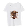 thumbnail image 4 of Camiseta de mujer con cuello redondo y manga corta para oficina, vacaciones, playa SG, 4 of 7