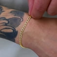thumbnail image 3 of Nuragold 14k Real Yellow Gold Cuban Curb Link 3.5mm Diamond Cut Pave Chain Bracelet (7"-9") Two Tone Italian Jewelry for Men & Women, 3 of 8