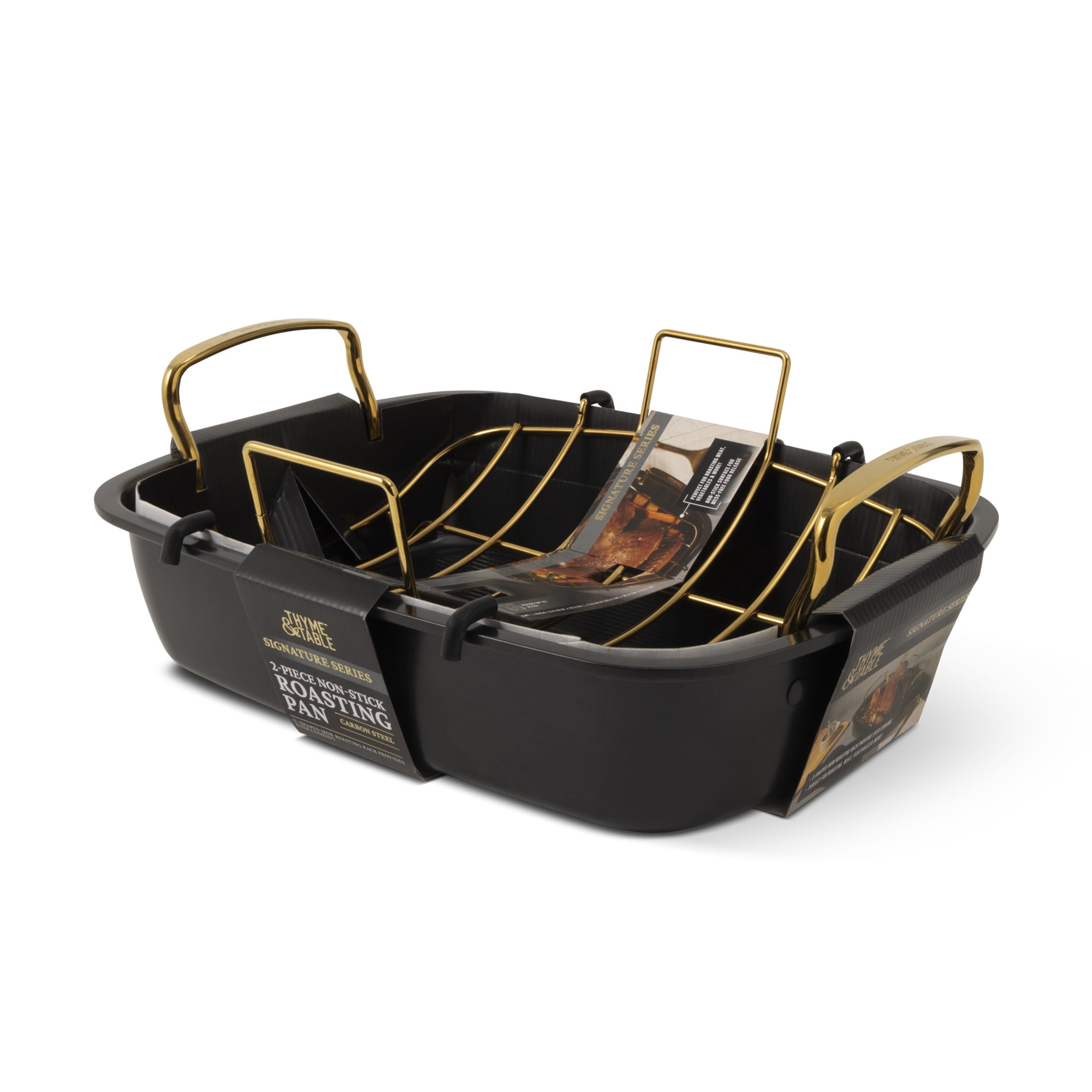 Thyme & Table 2-Piece Roaster with Rack, Black