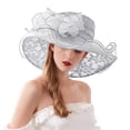 thumbnail image 2 of Dyfzdhu Fascinators Hats for Women Elegant Flower Organza Fancy Hat Wedding Tea Party Hat Wide Brim Sun Hat, 2 of 5