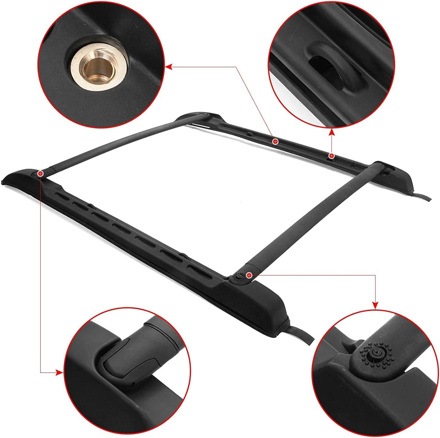 ROSY PIXEL Roof Rack Set for Toyota Tacoma Double Cab 2005-2023 Black (2Pcs Cross Bars& 2Pcs Side Rails)