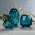 thumbnail image 2 of Zodax Maya Hand Cut Glass Vase Blue Turquoise Small  5" tall, 2 of 2