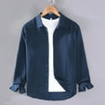 thumbnail image 2 of Stamzod Mens Shirts Casual Solid Color Turndown Button Up Shirt Men Oversized Long Sleeve Shirt Navy-1 L, 2 of 3