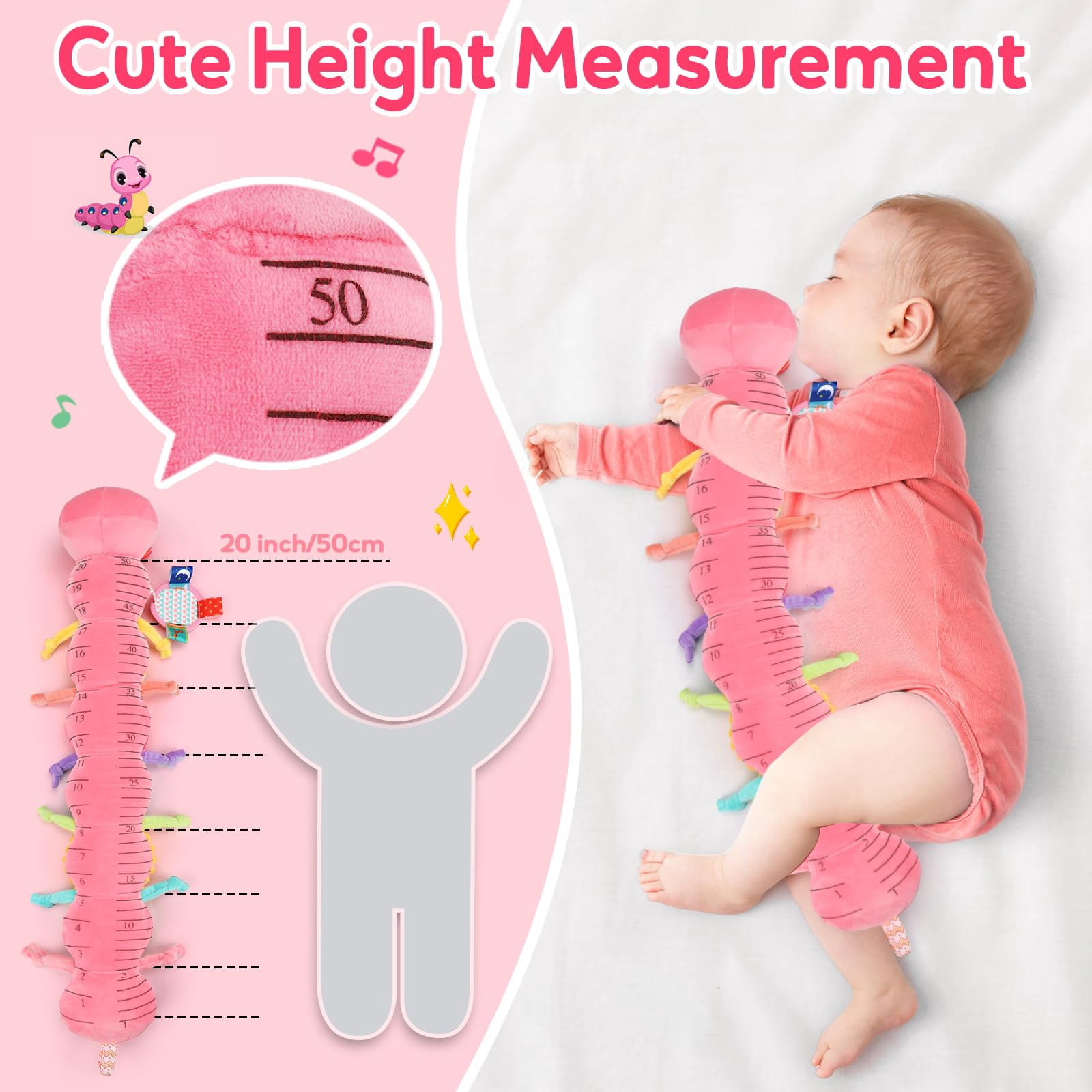 PETT Baby Girls Toys 0-6 Month Music Animal Stuffed Caterpillar Toy