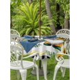 thumbnail image 3 of Outdoor Tablecloth with Umbrella Hole for Patio/Picnic/Party/Camping, Sunflowers Gnomes Waterproof Table Cloth Round Cover Washable, Eucalyptus Spring Black Checkered (Dia 54"), 3 of 8