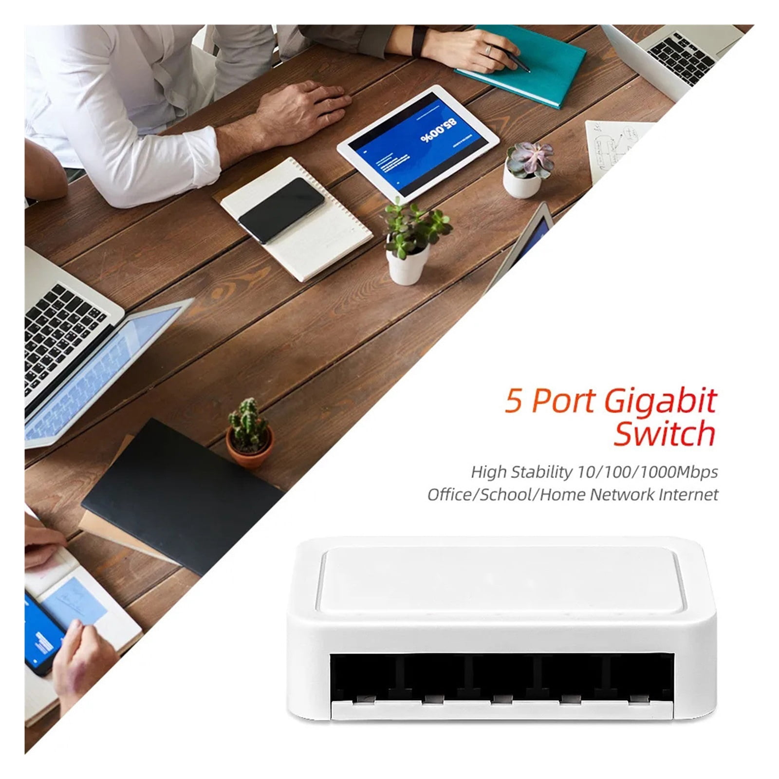 5 Port Gigabit Ethernet Switch, 10/100/1000Mbps Network Hub