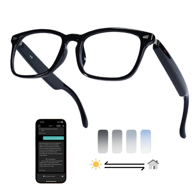 Gafas inteligentes MNVOEQ con traductor IA, Bluetooth y lentes fotocromáticas