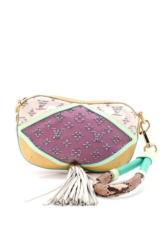 Pre-Owned Nightbird Pochette Monogram Jacquard with Python By Rebag