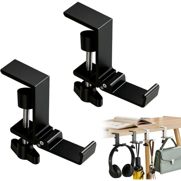 Foldable Purse Hook for Table, Adjustable Clamp-On Desk Hanger for Bags and Headphones, Space Saving Organizer