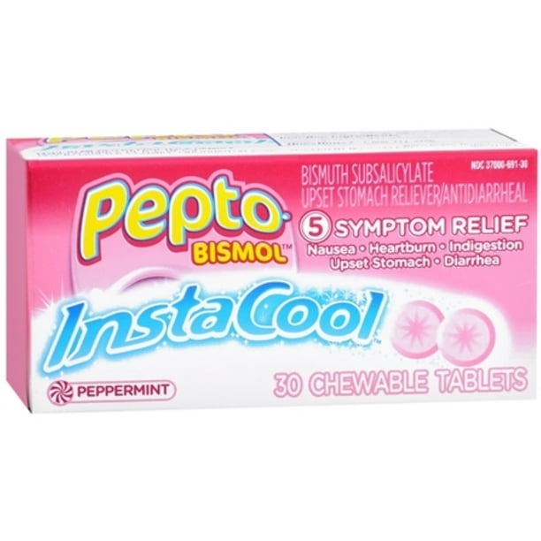 PeptoBismol InstaCool Chewable Tablets 30 Tablets (Pack of 6