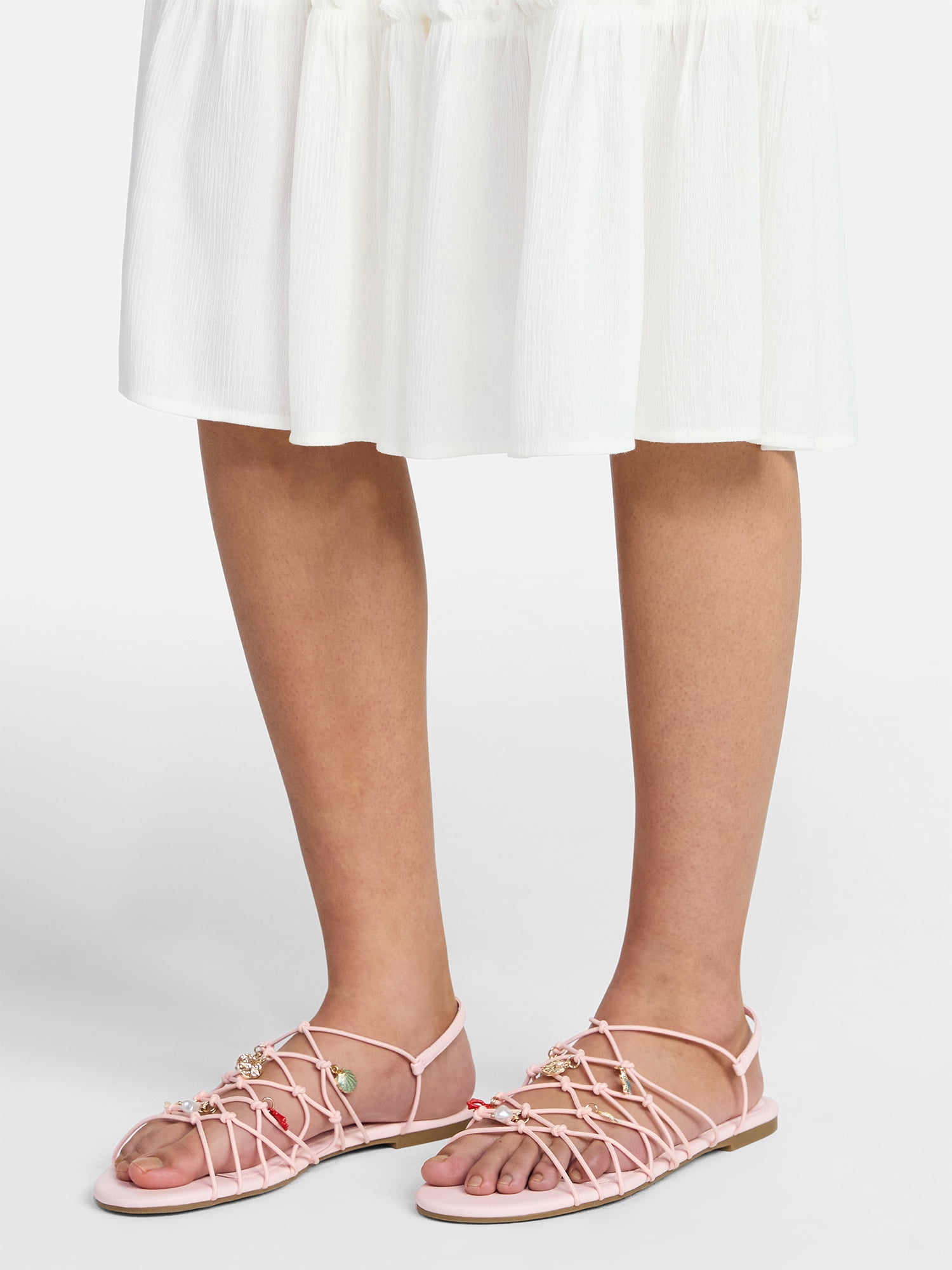 No Boundaries Caged Flat Sandals, Women's