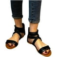 thumbnail image 2 of OAVQHLG3B Women's Sandals on Clearance Flat Korean Bohemian Round Toe Shoe With Roman Zipper, 2 of 2