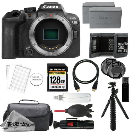 Canon EOS R10 Mirrorless Camera + 128GB + Extra Battery+ Tripod- Accessory Kit