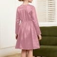 thumbnail image 4 of qolati Girls Metallic Dress Kids Fall Vintage Crewneck Long Sleeve Midi Dress Sparkly Pleated Christmas Party Dresses Pink 5 Years, 4 of 9
