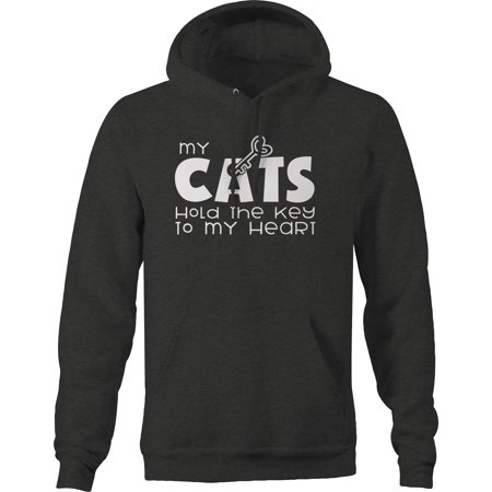 My cats hold the key to my heart pet owner Pullover Hoodie Medium Dark Gray