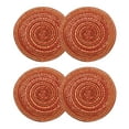thumbnail image 1 of Uxcell 4 piezas de manteles trenzados redondos de 4" para mesas de comedor, manteles redondos antideslizantes, lavables, con aislamiento térmico, manteles tejidos, naranja, 1 of 7