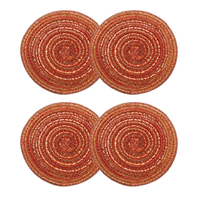 Uxcell 4 piezas de manteles trenzados redondos de 4" para mesas de comedor, manteles redondos antideslizantes, lavables, con aislamiento térmico, manteles tejidos, naranja