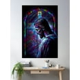 thumbnail image 2 of Stained Glass Blacklight Jesus Poster Wall Art, Modern Wall Decor For Living Room Bedroom, 16x24 UNFRAMED, 2 of 3