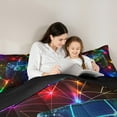 thumbnail image 5 of Castle Fairy Video Game 2pcs Bedding Comforter Set,Neon Lights Twin Comforter Sets,Geometric Stripes Breathable Bedding Set,Ultra Soft Gamepads Home Decor,Reversible, 5 of 8