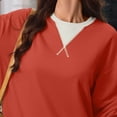 thumbnail image 2 of QIYAGBSA Color Block Crew Neck Tops for Women, Long Sleeve Loose Pullover Sweatshirt with Contrast Detail, Casual Spring Fall Streetwear, 2 of 8