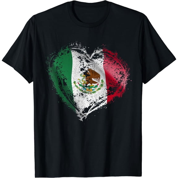 Hispanic Heritage Month Mexico Flag Heartbeat Mexican Heart T-Shirt