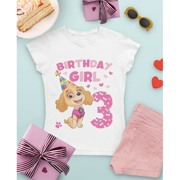 T-shirt Officiel Paw Patrol Skye Anniversaire 3 Ans Fille - Rose 104 Cm - Cadeau Parfait Pour Les Fans De La Pat' Patrouille