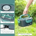 thumbnail image 4 of Moss & Stone Electric Lunch Box Food Heater for Adults Green & Gray Food Warmer Lunch Box, 12/24/110v Lunch Box Warmer Portable For Work/Car/Truck, Fork & Spoon & 1.5L Removable S.S Container, 4 of 8