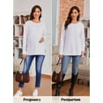thumbnail image 2 of Ecavus Women's Oversize Maternity Clothes Side Slit Long Sleeves Tops With Pocket Fall Mama Pregnancy Tops White S, 2 of 7