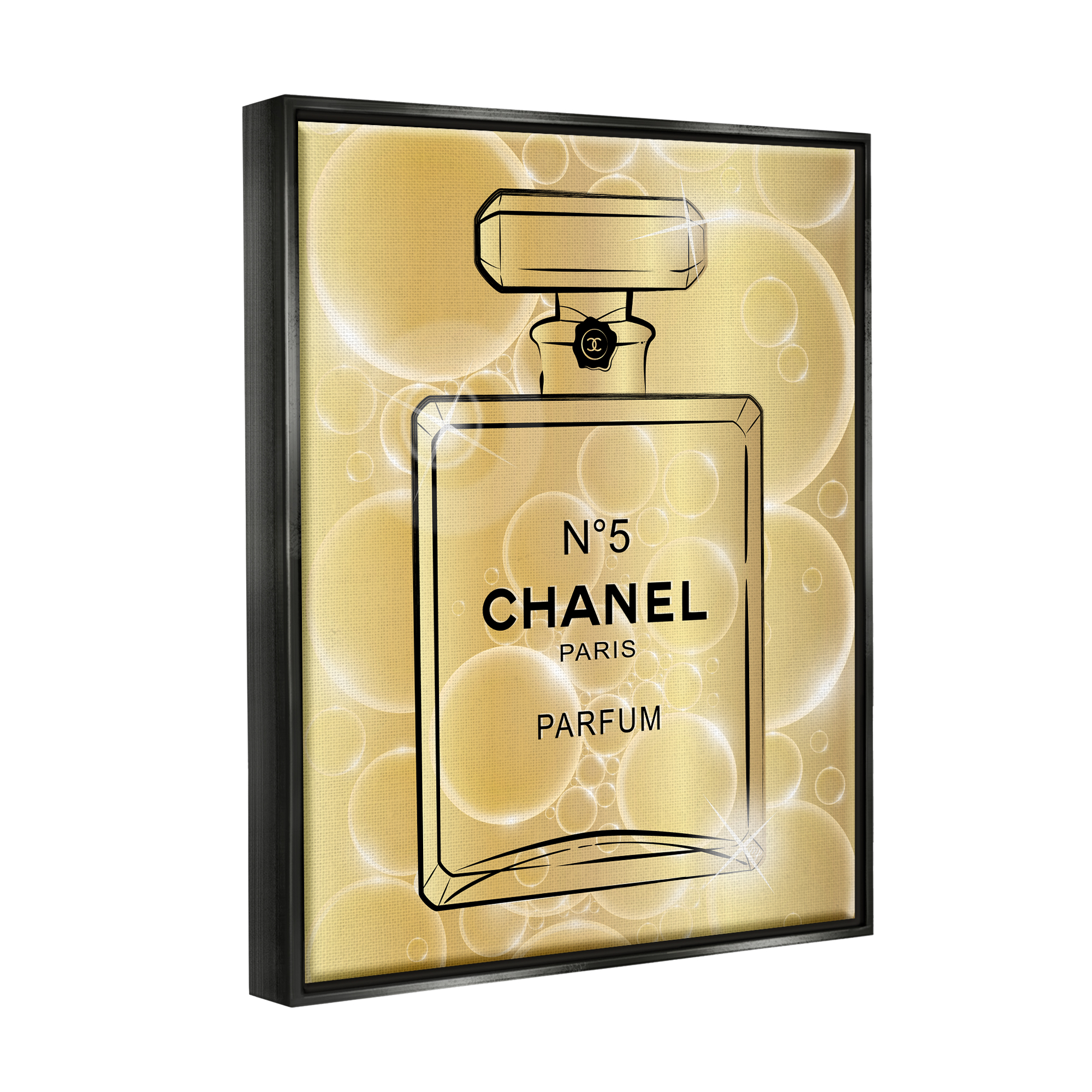 Stupell Industries Glam Perfume with Bubbles Beauty & Fashion Painting Black Floater Framed Art Print Wall Art, 25 x 31