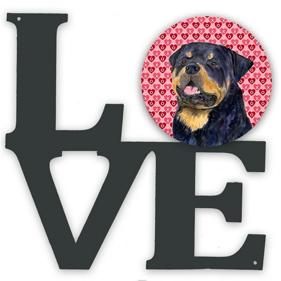 Rottweiler Hearts Love and Valentines Day Portrait Metal Wall Artwork LOVE