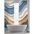 thumbnail image 4 of Blue Brown Ombre Sheer Curtains 96 Inch Length 2 Panels Set, Modern Abstract Aesthetics Geometric Voile Window Treatment Semi Sheer Long Curtains Drapes for Bedroom/Living Room/Kitchen 52"x96"x2, 4 of 7