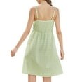 thumbnail image 3 of Lovito Casual Plain Ruffle Hem Button Spaghetti Strap Dress, 3 of 5