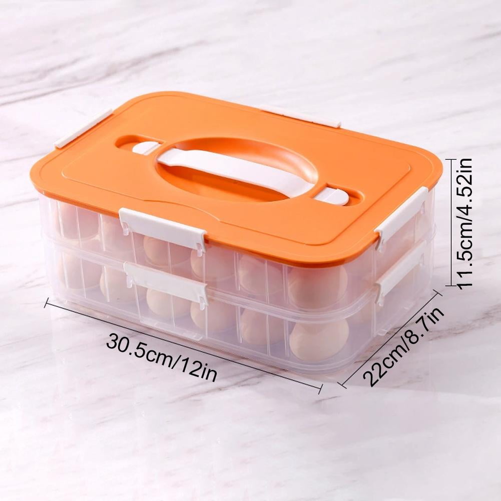 Stackable Egg Storage Container with Lid 2-Layer Plastic Holder, Leak-Proof Design with Handle and Secure Lock for Refrigerator Organization Holds Up to 36 Eggs