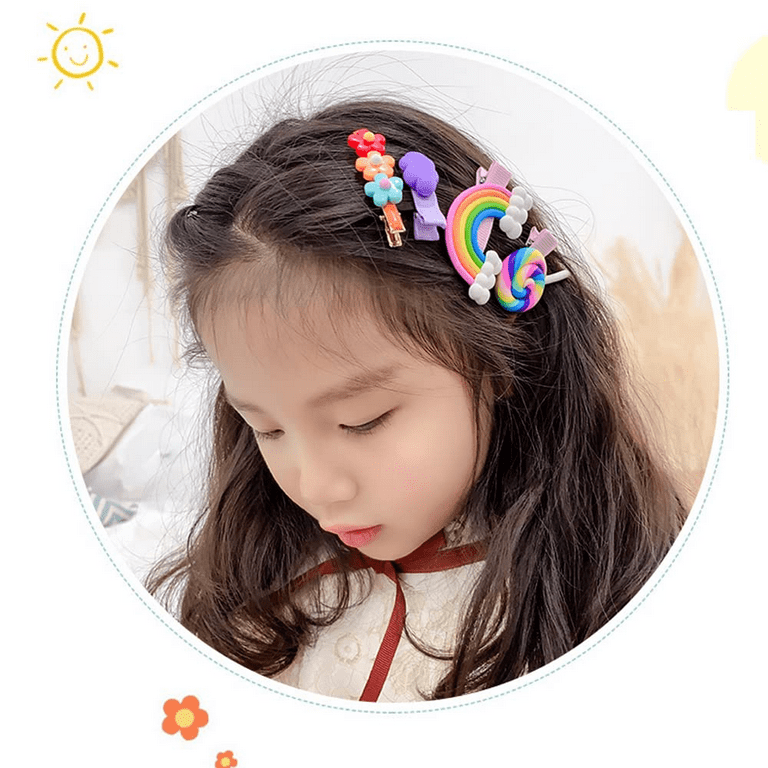 14 Pcs Children Girls Kids Hairclips Kawaii Cartoon Fruit Flower Rainbow  Star Butterfly Princess Hairpins Cute Hair Clips Colorful Hair Barrettes  Hair
