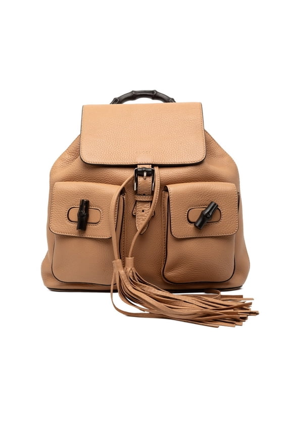 Pre-Owned Gucci Bamboo Backpack 370833 Brown Leather Women's GUCCI (Good)