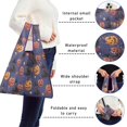 thumbnail image 5 of 5 Pack Foldable Shopping Bag,Magical Pumpkin Castle Halloween Pattern Reusable Grocery Bags with Pockets,Large Reusable Tote Bags with Handles Waterproof & Lightweight, 5 of 6