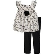 Bon Bebe Girls 12-24 Months Chiffon Flower Bubble Legging Set (Black 24 Months)