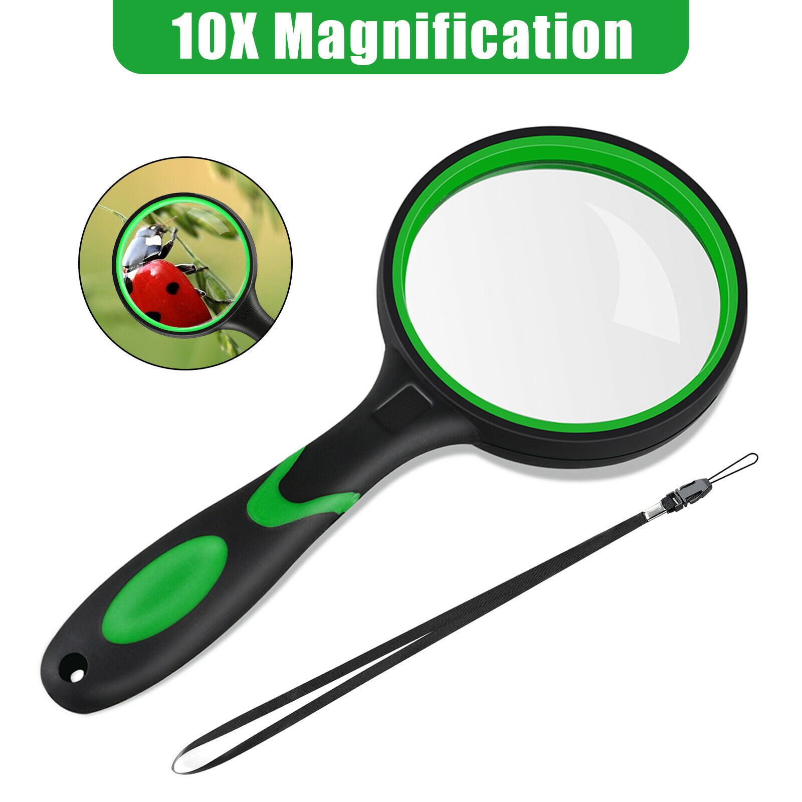 3pcs Magnifying Glass 10X Handheld Reading Magnifier 65mm Thicker Magnifying 