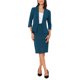 thumbnail image 1 of Conjunto de traje de 2 piezas para mujer INSPIRE CHIC, blazer sin cuello de manga 3/4, falda lápiz de cintura alta, atuendos de trabajo, azul lago XL, 1 of 6