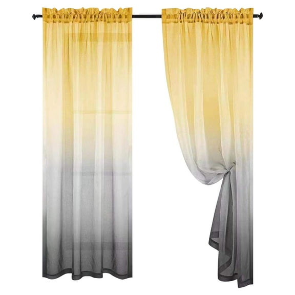 Sheer Curtains for Living Room, Sheer Window Curtains, Rod Pocket Curtains, 84X54 In, Gradient Ombre Weave, 2 Pc, No Drill Installation, Living Room Decor