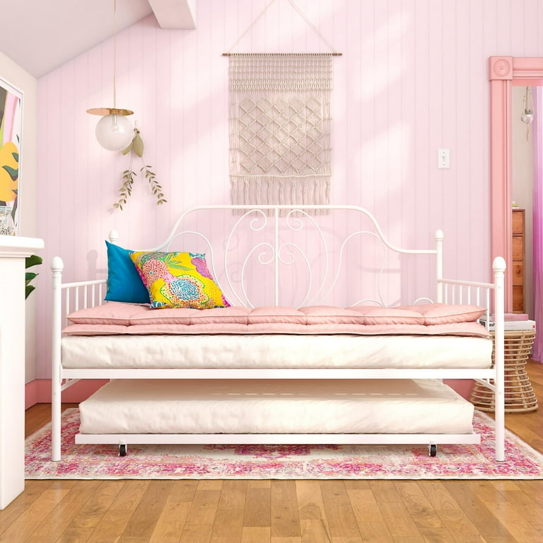 Desert Fields Ivorie Metal Daybed With Trundle Full Twin Size