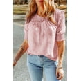 thumbnail image 1 of Women's Pink Smocked Jacquard Textured Blouse, 1 of 7