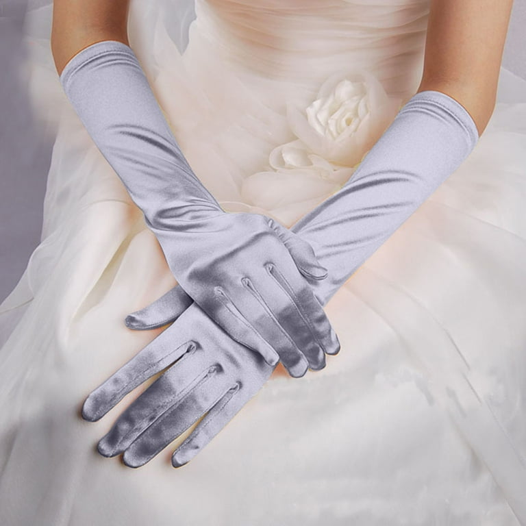 Silver satin deals gloves