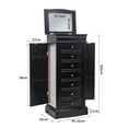 thumbnail image 4 of Tcbosik Large Jewelry Cabinet with Flip Top Mirror, Jewelry Box Storage Organizer with 2 Side Swing Doors, Retro Wood Standing Jewelry Chest, Black, 4 of 9