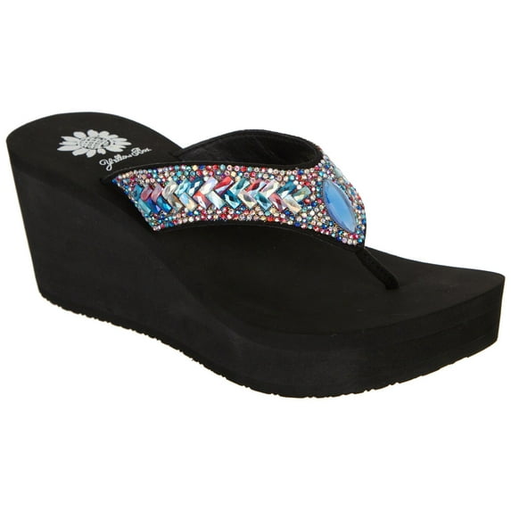 yellow box womens glorian wedge flip flops 7.5 Rainbow mu