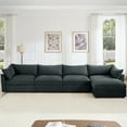 thumbnail image 3 of L-Shaped 4-Seater Sectional Sofa with Storage Ottoman, Crescent Armrests and Wraparound Back Cushions in Soft Chenille Fabric for Modern Living Room, 3 of 9