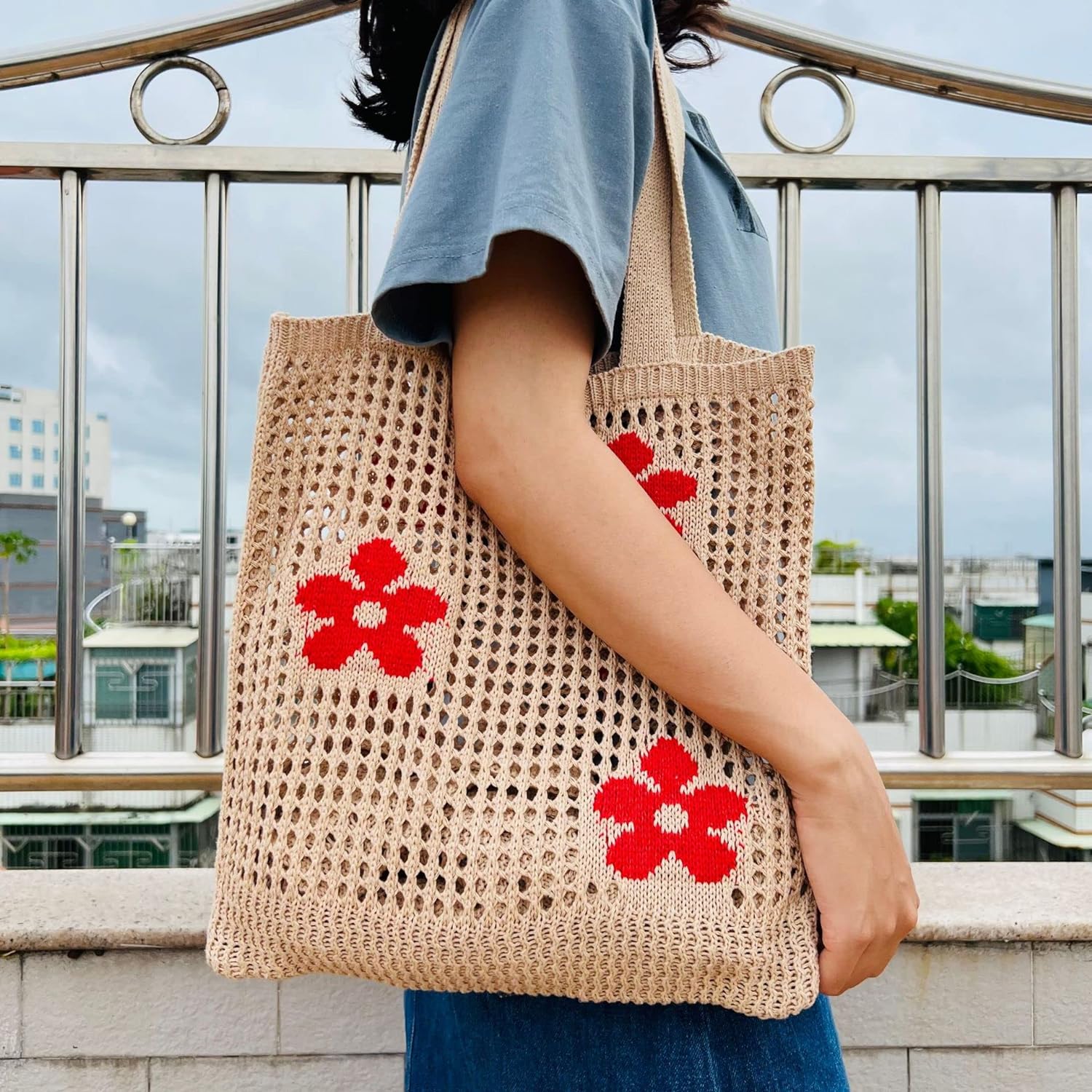 Kukuzhu Crochet Tote Bag Aesthetic Tote Bag Aesthetic Y2k Tote Bag Aesthetic Y2k Cute Tote Bags Aesthetic