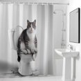 thumbnail image 4 of Shower Curtain for Bathroom Cute Funny Cat on The Toilet Waterproof Bath Curtains Shower Curtains with Hooks,Animal Grey Art Bathroom Curtain Privacy Drapes for Bathtubs Toilet 72x72in, 4 of 9